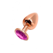 Металева анальна пробка Wooomy Tralalo Rose Gold Metal Plug Magenta S, діаметр 2,8 см, довжина 7 см - фото №1