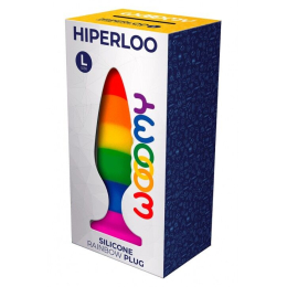 Силіконова анальна пробка Wooomy Hiperloo Silicone Rainbow Plug L, діаметр 3,9 см, довжина 13,1 см - - фото №3