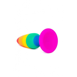 Силіконова анальна пробка Wooomy Hiperloo Silicone Rainbow Plug L, діаметр 3,9 см, довжина 13,1 см - - фото №2