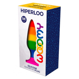 Силіконова анальна пробка Wooomy Hiperloo Silicone Rainbow Plug M, діаметр 2,9 см, довжина 11 см - - фото №3