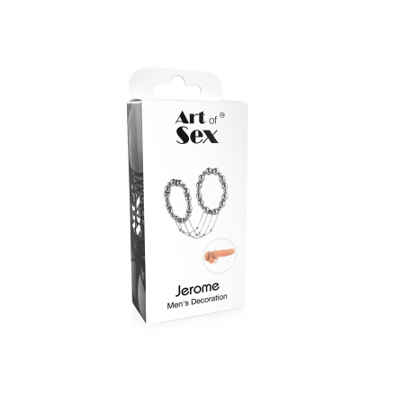 Сексуальна прикраса на пеніс та мошонку Art of Sex - Jerome, Срібло - фото №5