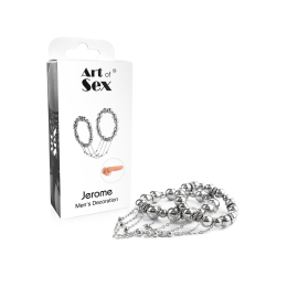 Сексуальна прикраса на пеніс та мошонку Art of Sex - Jerome, Срібло - - фото №4