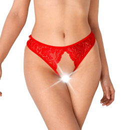 Мереживні трусики з відкритим доступом Art of Sex - Mia, розмір L-2XL, Червоний - фото