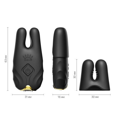 Смарт-вібратор для грудей Zalo - Nave Obsidian Black, пульт ДК, робота через додаток №3