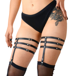 Гартери зі стразами Art of Sex - Floy, натуральна шкіра, Розмір XS - 2XL, колір Чорний - фото