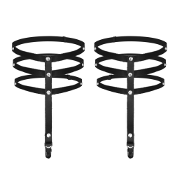 Гартери зі стразами Art of Sex - Floy, натуральна шкіра, Розмір XS - 2XL, колір Чорний - - фото №3