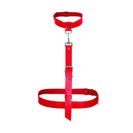 Сексуальна портупея із натуральної шкіри Art of Sex - Heidi, розмір XS-2XL, колір червоний - - фото №2