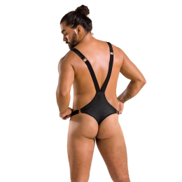Чоловіче боді з люверсами Passion 028 HARRY L/XL Black, екошкіра, на шлейках - - фото №4