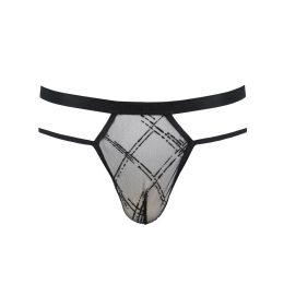 Чоловічі прозорі стринги Passion 029 THONG COLLIN L/XL Black, сітка - - фото №5
