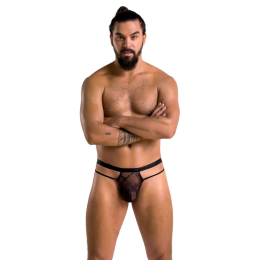 Чоловічі прозорі стринги Passion 029 THONG COLLIN L/XL Black, сітка - - фото №3