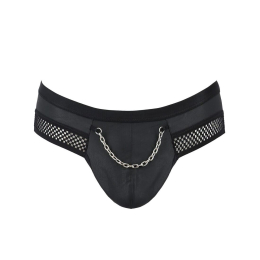 Чоловічі труси з ланцюжком Passion 030 SLIP TOM L/XL Black, екошкіра, відкриті сідниці - - фото №5