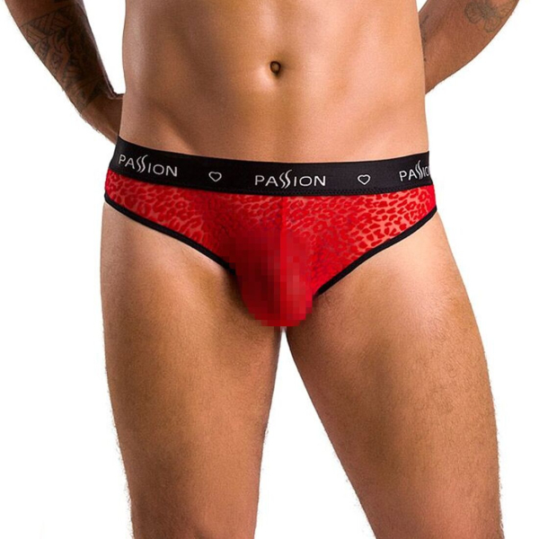 Чоловічі напівпрозорі труси Passion 031 SLIP MIKE L/XL Red, під леопард 