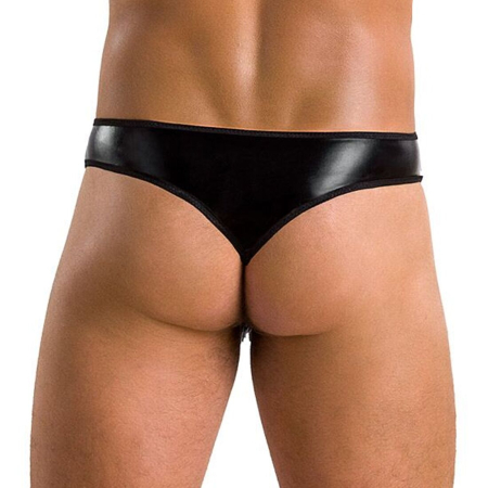 Чоловічі стринги Passion 033 THONG PAUL S/M Black, під латекс - фото №2