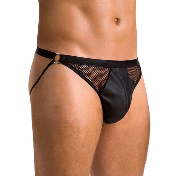 Чоловічі відкриті сліпи Passion 034 OPEN LUKE L/XL Black, екошкіра - фото