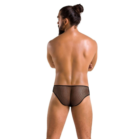 Чоловічі труси зі шнурівкою Passion 035 SLIP RICHARD L/XL Black, екошкіра, сітка - фото №4