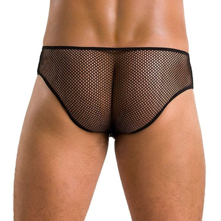 Чоловічі труси зі шнурівкою Passion 035 SLIP RICHARD L/XL Black, екошкіра, сітка - фото №2