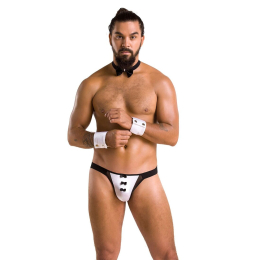 Комплект еротичної чоловічої білизни Passion 036 ALFRED XXL/XXXL Black, труси, комірець, манжети - - фото №3