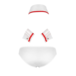 Комплект еротичної чоловічої білизни Passion 037 GREGORY XXL/XXXL White, труси, комірець, манжети - - фото №6