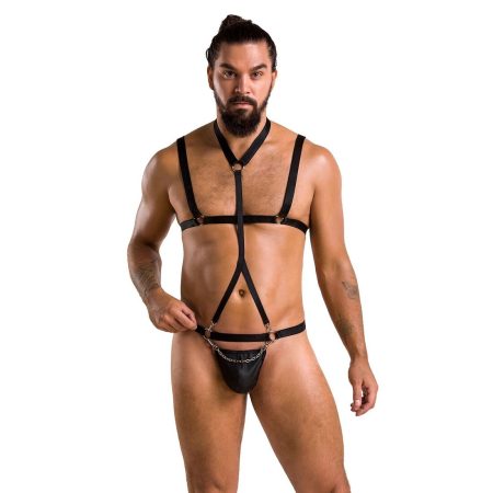 Комплект чоловічої білизни зі стреп Passion 039 SET ANDREW L/XL Black, стринги, шлейки №3