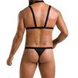 Комплект чоловічої білизни зі стреп Passion 039 SET ANDREW L/XL Black, стринги, шлейки - фото №2