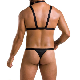 Комплект чоловічої білизни зі стреп Passion 039 SET ANDREW L/XL Black, стринги, шлейки - - фото №2