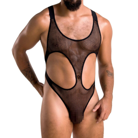 Чоловіче сітчасте боді Passion 040 LEON L/XL Black, сітка, резинки - фото