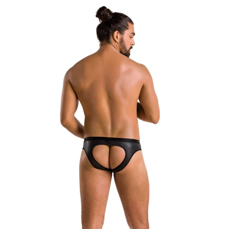 Чоловічі сліпи з вирізами Passion 041 SLIP JOE L/XL Black, екошкіра, відкриті сідниці №4