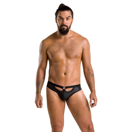 Чоловічі сліпи з вирізами Passion 041 SLIP JOE L/XL Black, екошкіра, відкриті сідниці №3