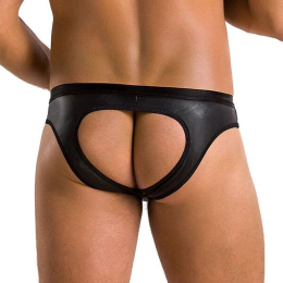Чоловічі сліпи з вирізами Passion 041 SLIP JOE S/M, Black екошкіра, відкриті сідниці - - фото №2