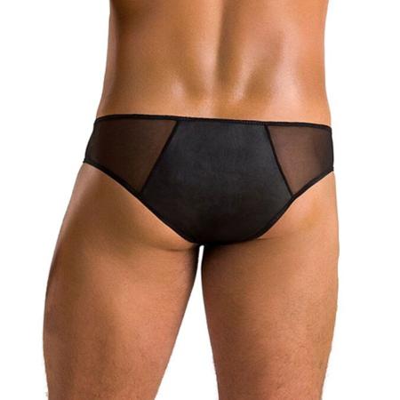 Чоловічі сліпи на блискавці Passion 042 SLIP TIMMY S/M Black, екошкіра, сітка - фото №2