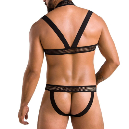 Комплект чоловічої білизни з кріпленнями Passion 043 JACOB L/XL Black, труси, шлейки - - фото №2