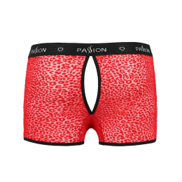 Чоловічі прозорі боксери Passion 046 SHORT PARKER S/M Red, сітка, під леопард - - фото №6