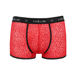 Чоловічі прозорі боксери Passion 046 SHORT PARKER S/M Red, сітка, під леопард - - фото №5