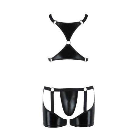 Комплект еротичної чоловічої білизни Passion 047 SET JOHN L/XL Black, труси, портупея - фото №5
