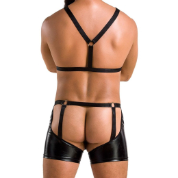 Комплект еротичної чоловічої білизни Passion 047 SET JOHN XXL/XXXL Black, труси, портупея - - фото №2