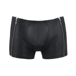Чоловічі шкіряні боксери з блискавками Passion 049 SHORT MATT L/XL Black - - фото №5
