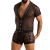 Комплект сітчастої чоловічої білизни Passion 052 SET MICHAEL L/XL black, сорочка, боксери, заклепки 