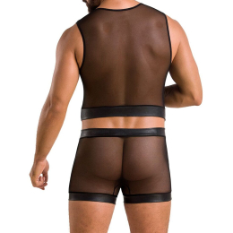 Комплект чоловічої білизни на шнурівці Passion 053 SET WILLIAM S/M Black, жилет, боксери - - фото №2