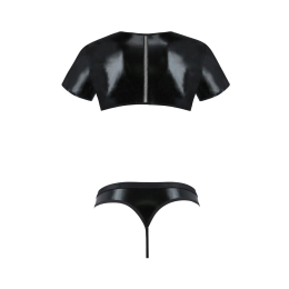Комплект чоловічої білизни під латекс Passion 057 SET PETER XXL/XXXL Black, кроп-топ, стринги - - фото №6
