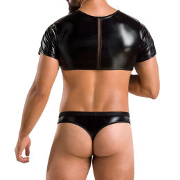 Комплект чоловічої білизни під латекс Passion 057 SET PETER XXL/XXXL Black, кроп-топ, стринги - - фото №2