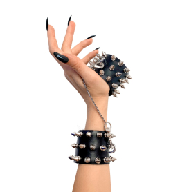 Наручники з шипами Art of Sex - Rose Spiked Leather Handcuffs, натуральна шкіра - фото