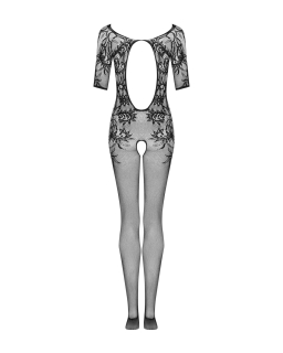 Сітчастий бодістокінг з квітковим малюнком Obsessive Bodystocking F238 S/M/L, black, з доступом, імі - - фото №4