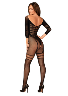 Сітчастий бодістокінг з імітацією підв’язок Obsessive Bodystocking G329 XL/XXL, black, з доступом - - фото №6