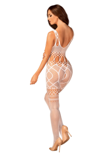 Сітчастий бодістокінг з імітацією топа та шортів Obsessive Bodystocking G330 S/M/L, white, з доступо - - фото №6