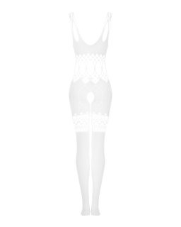 Сітчастий бодістокінг з імітацією топа та шортів Obsessive Bodystocking G330 XL/XXL, white, з доступ - - фото №4