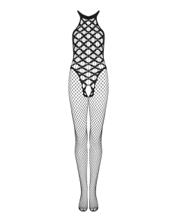 Сітчастий бодістокінг з імітацією боді Obsessive Bodystocking G332 S/M/L, black, з доступом - - фото №3