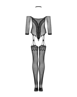 Нейлоновий бодістокінг з імітацією панчіх Obsessive Bodystocking G333 S/M/L, black, з доступом - - фото №4