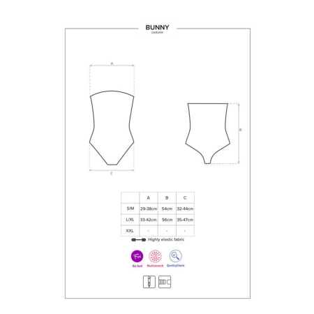 Еротичний костюм кролика Obsessive Bunny costume S/M, black, боді, чокер, гартери, панчохи, маска - фото №6