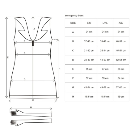 Еротичний костюм медсестри Obsessive Emergency dress S/M, white, сукня, стринги, рукавички, чепчик, стетоскоп - фото №5