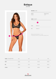 (SALE) Мереживні трусики із заниженою талією Obsessive Estiqua panties XS/S, black - - фото №7